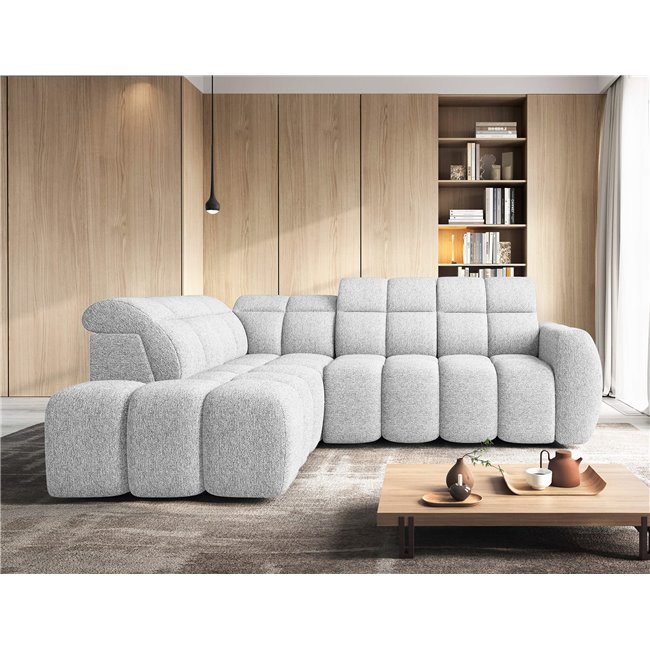 Corner sofa Elfalconn L, electrically extendable, Coralline 01, grey, H107x258x208cm
