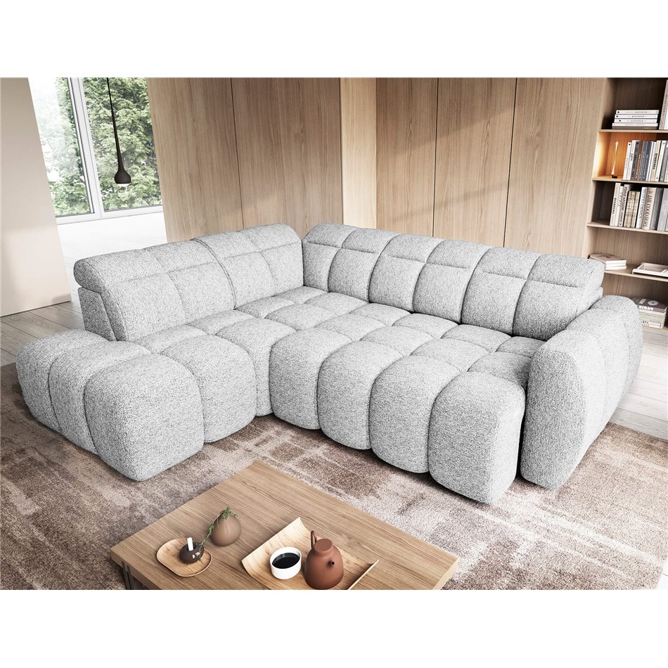 Corner sofa Elfalconn L, electrically extendable, Coralline 01, grey, H107x258x208cm