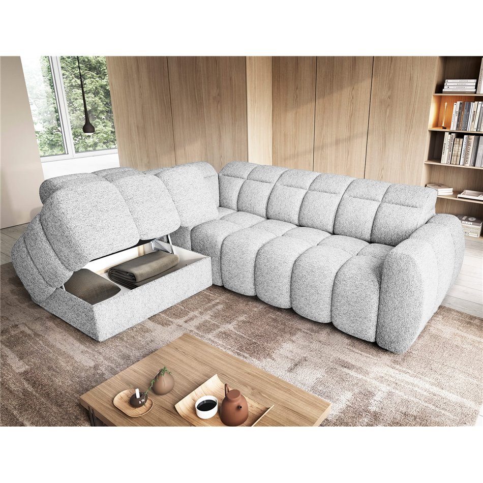 Corner sofa Elfalconn L, electrically extendable, Coralline 01, grey, H107x258x208cm