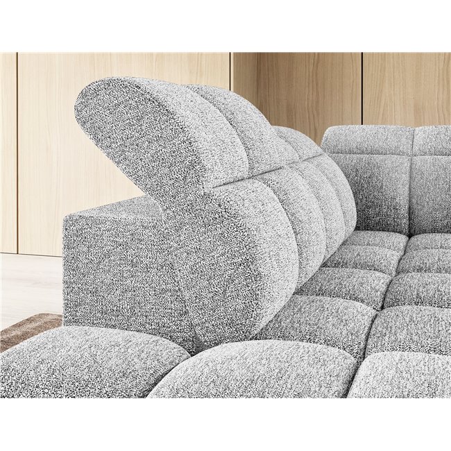 Corner sofa Elfalconn L, electrically extendable, Coralline 01, grey, H107x258x208cm