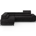 Corner sofa Elkanedo L, sleeping function, Aura 06, velvet, black, H86x269x204cm