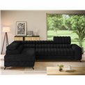 Corner sofa Elkanedo L, sleeping function, Aura 06, velvet, black, H86x269x204cm