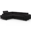 Corner sofa Elkanedo L, sleeping function, Aura 06, velvet, black, H86x269x204cm