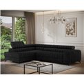 Corner sofa Elkanedo L, sleeping function, Aura 06, velvet, black, H86x269x204cm
