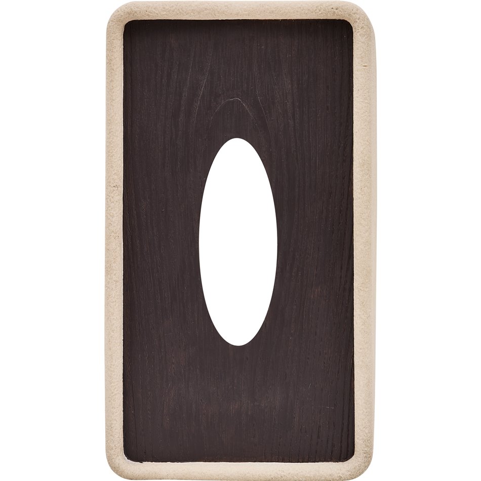 Tissue box OLEYA, beige/brown, H9.7x25.5x14.5cm