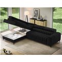Corner sofa Elkanedo L, sleeping function, Aura 06, velvet, black, H86x269x204cm