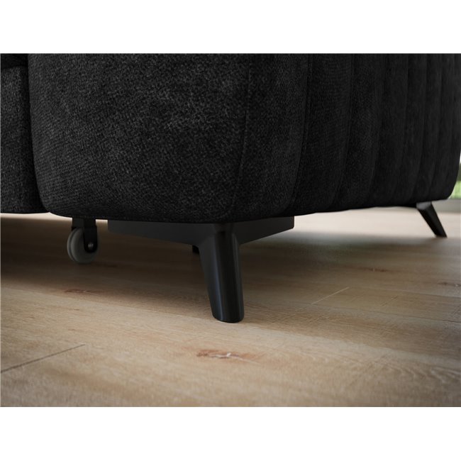 Corner sofa Elkanedo L, sleeping function, Aura 06, velvet, black, H86x269x204cm