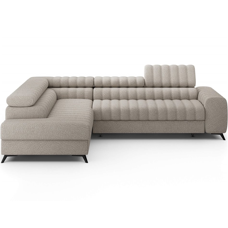 Corner sofa Elkanedo L, sleeping function, Royal 18, boucle, beige, H86x269x204cm