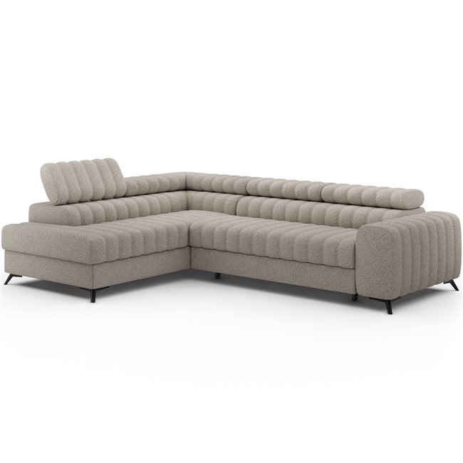 Corner sofa Elkanedo L, sleeping function, Royal 18, boucle, beige, H86x269x204cm