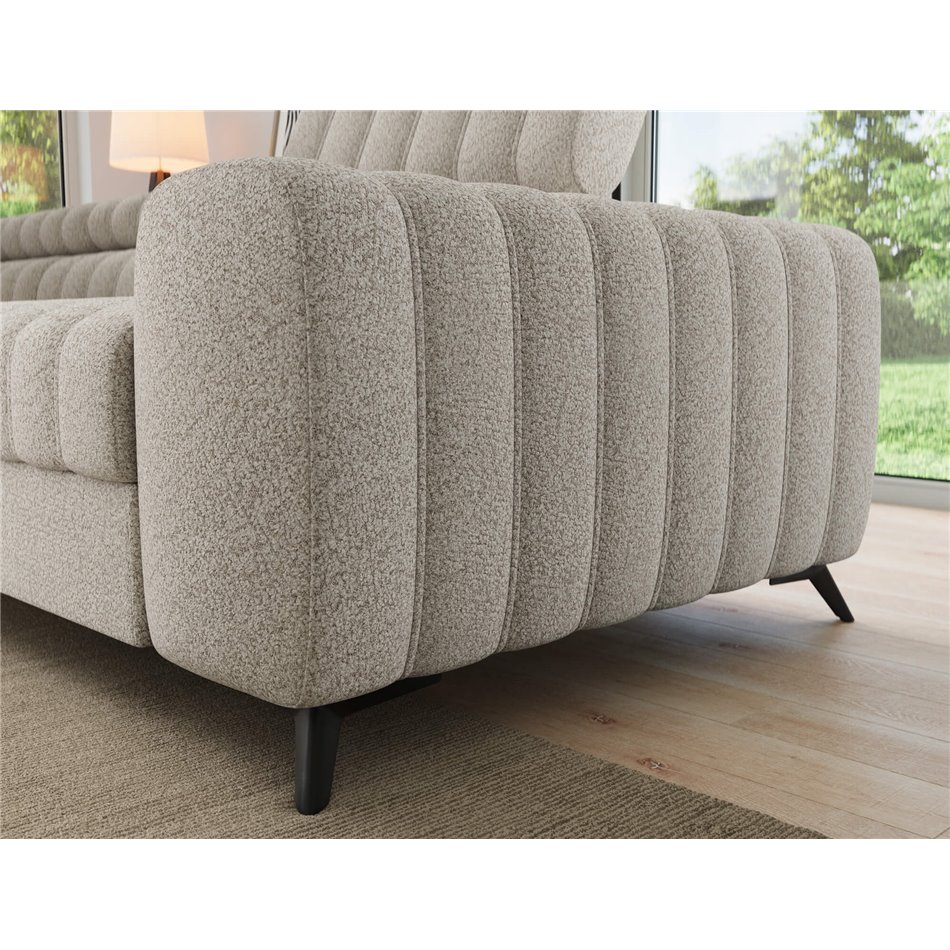 Corner sofa Elkanedo L, sleeping function, Royal 18, boucle, beige, H86x269x204cm