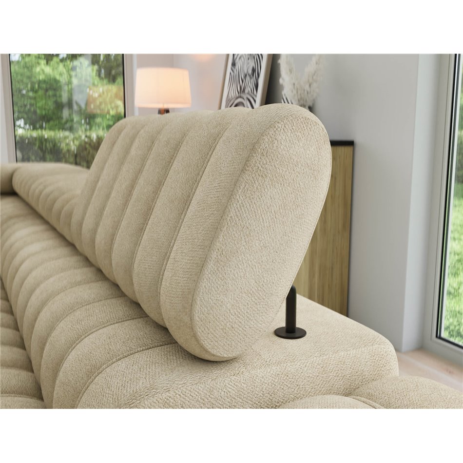 Corner sofa Elkanedo L, sleeping function, Aura 18, velvet, beige, H86x269x204cm