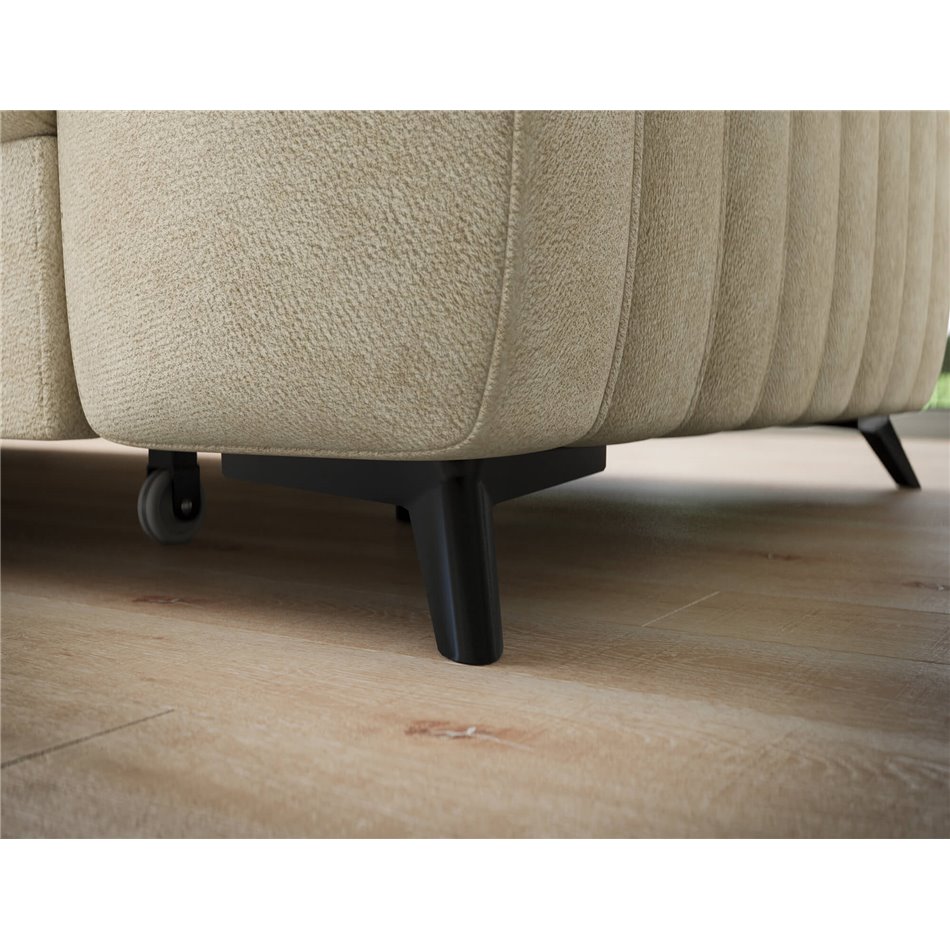 Corner sofa Elkanedo L, sleeping function, Aura 18, velvet, beige, H86x269x204cm