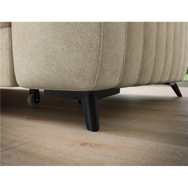 Corner sofa Elkanedo L, sleeping function, Aura 18, velvet, beige, H86x269x204cm