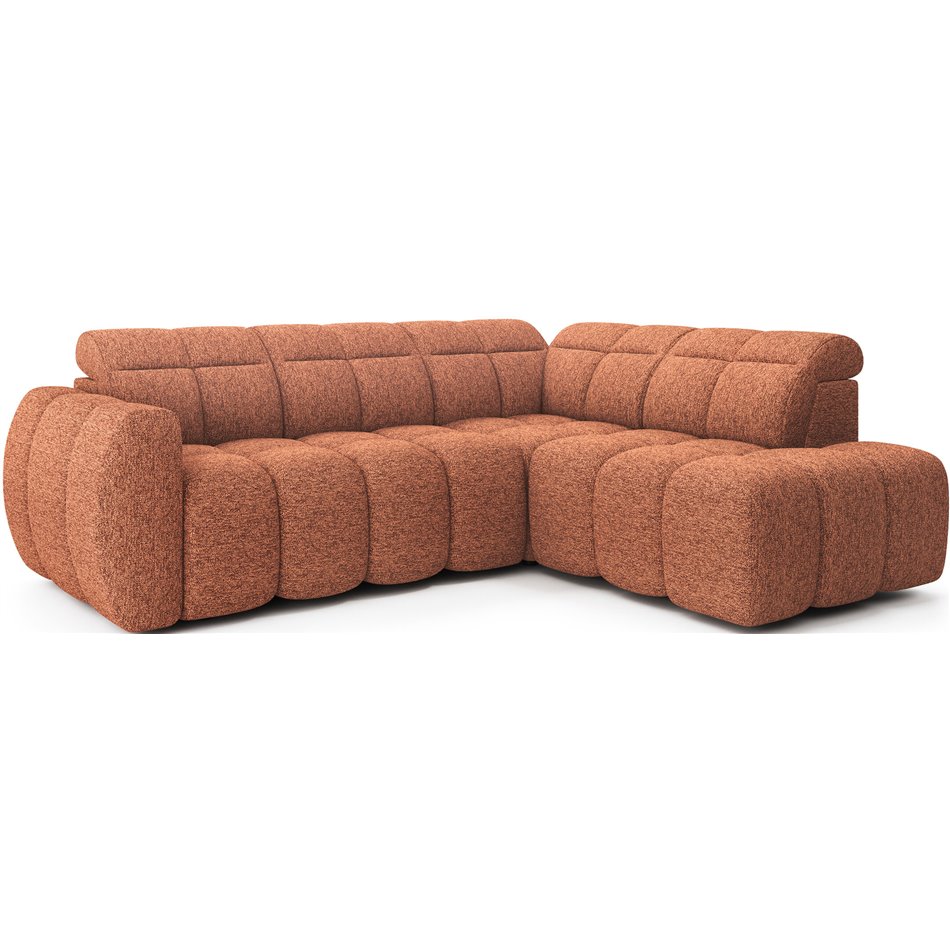 Corner sofa Elfalconn R, electrically extendable, Coralline 30, orange, H107x258x208cm