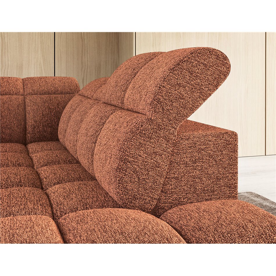 Corner sofa Elfalconn R, electrically extendable, Coralline 30, orange, H107x258x208cm