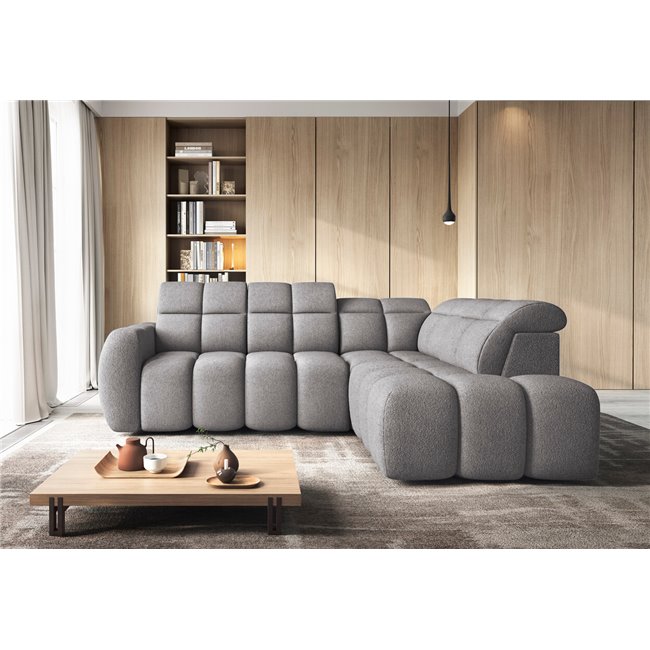 Corner sofa Elfalconn R, electrically extendable, Paolli 04, grey, H107x258x208cm