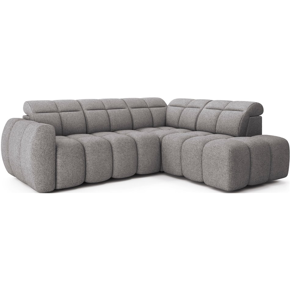 Corner sofa Elfalconn R, electrically extendable, Paolli 04, grey, H107x258x208cm