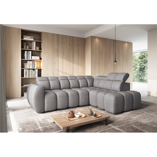 Corner sofa Elfalconn R, electrically extendable, Paolli 04, grey, H107x258x208cm