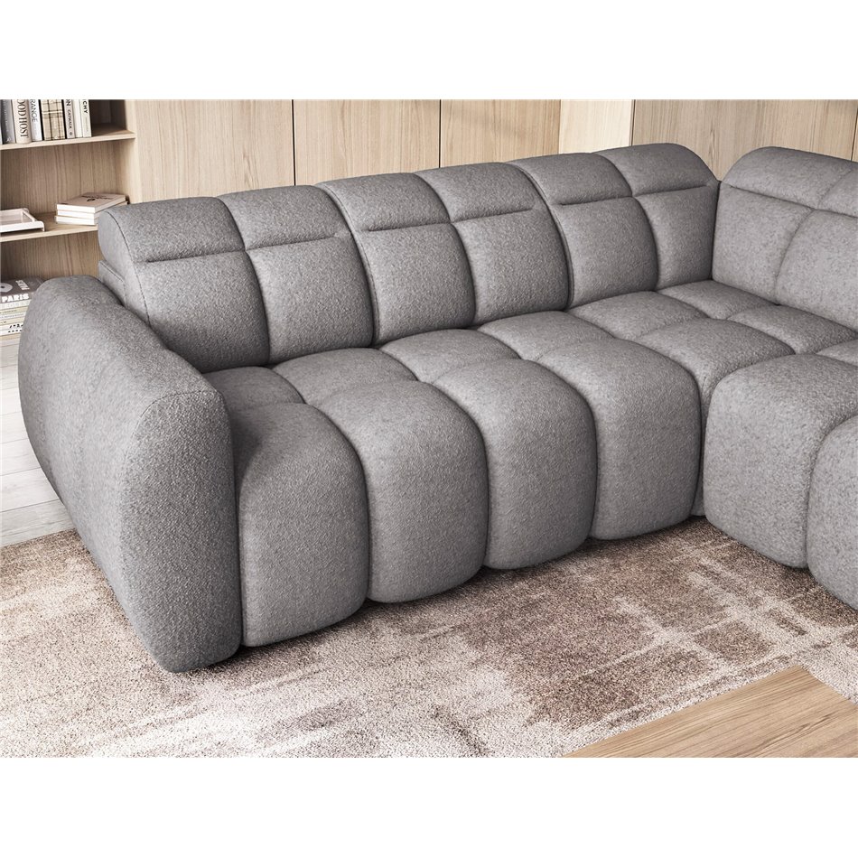 Corner sofa Elfalconn R, electrically extendable, Paolli 04, grey, H107x258x208cm