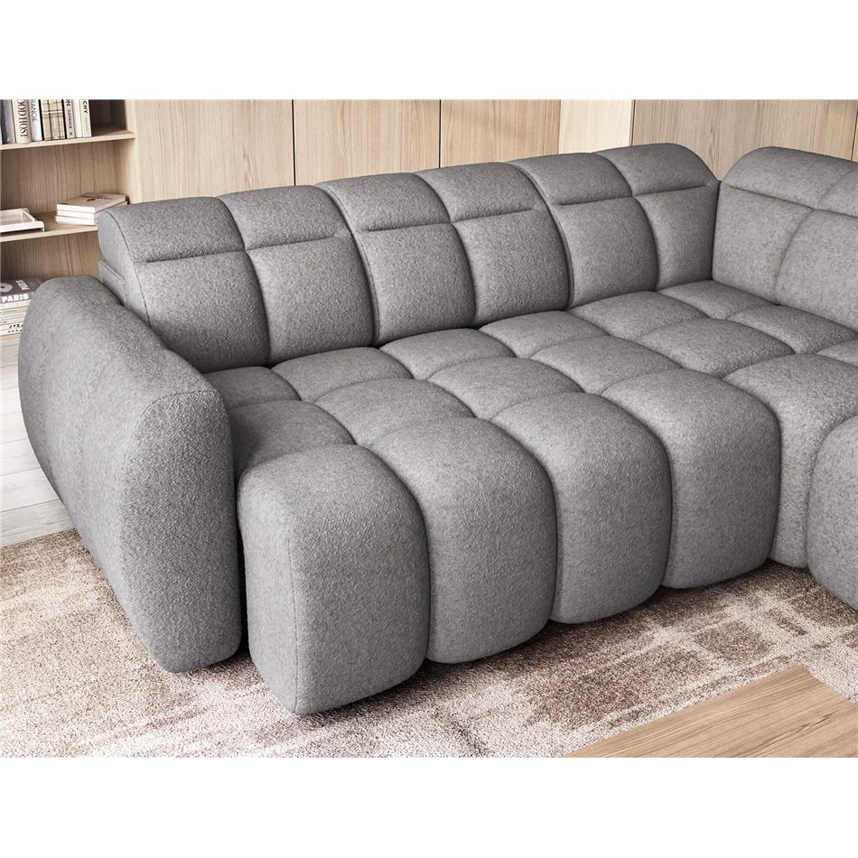 Corner sofa Elfalconn R, electrically extendable, Paolli 04, grey, H107x258x208cm