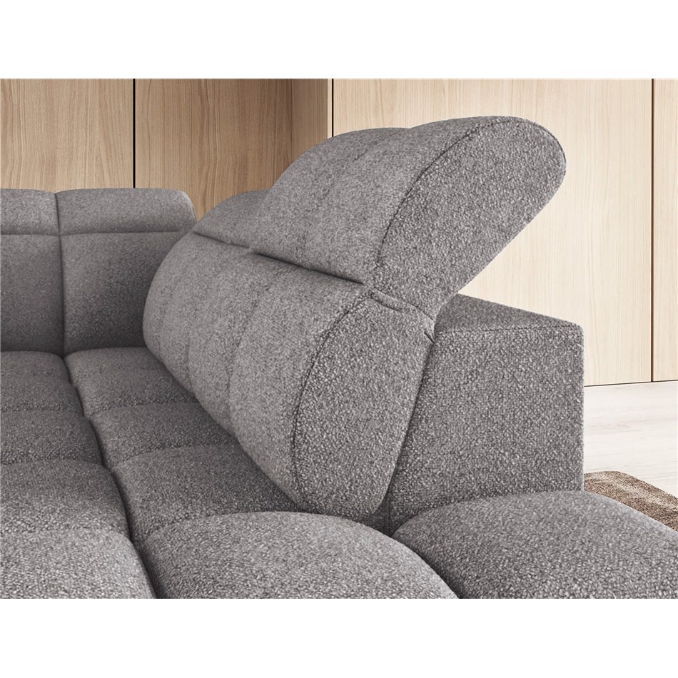 Corner sofa Elfalconn R, electrically extendable, Paolli 04, grey, H107x258x208cm