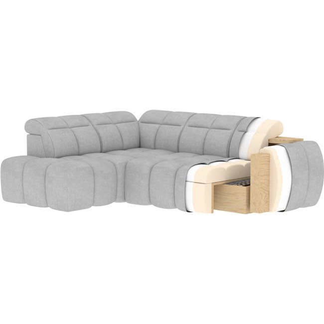Corner sofa Elfalconn R, electrically extendable, Paolli 04, grey, H107x258x208cm