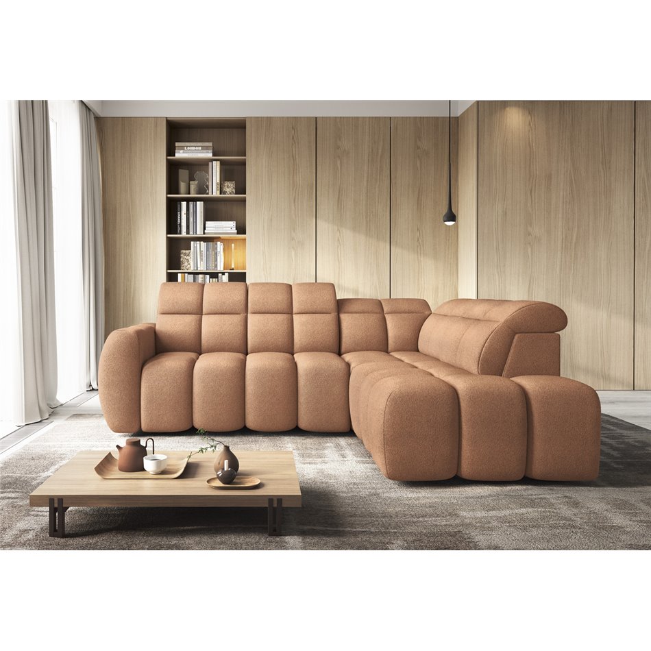 Corner sofa Elfalconn R, electrically extendable, Xillar 24, pink, H107x258x208cm