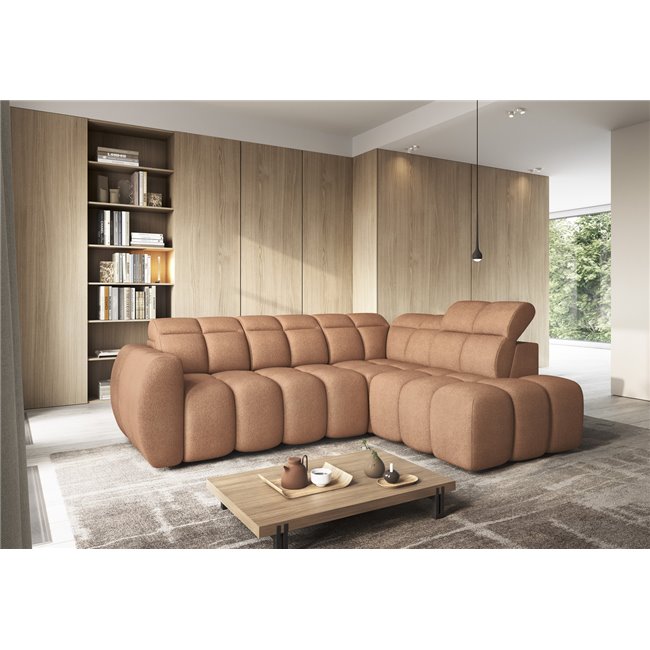 Corner sofa Elfalconn R, electrically extendable, Xillar 24, pink, H107x258x208cm