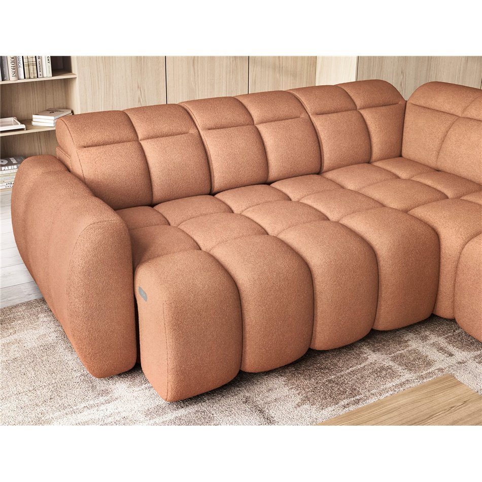 Corner sofa Elfalconn R, electrically extendable, Xillar 24, pink, H107x258x208cm