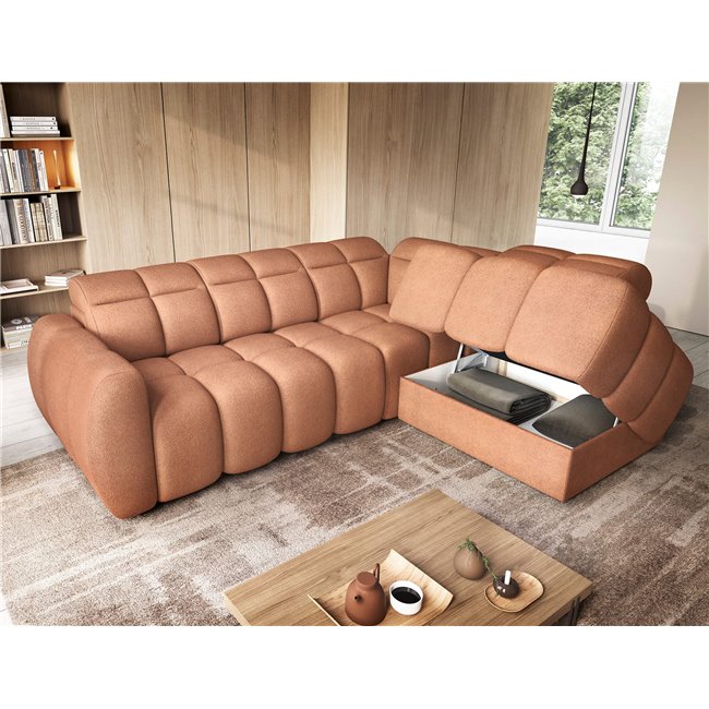 Corner sofa Elfalconn R, electrically extendable, Xillar 24, pink, H107x258x208cm