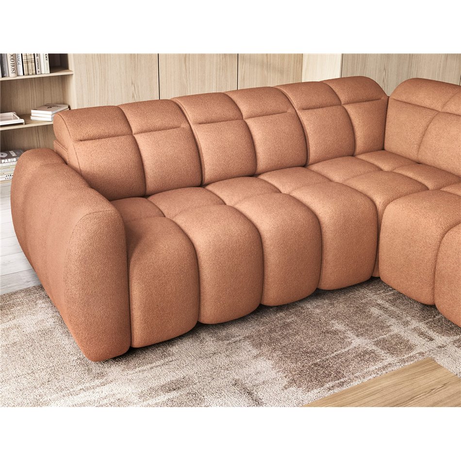 Corner sofa Elfalconn R, electrically extendable, Xillar 24, pink, H107x258x208cm