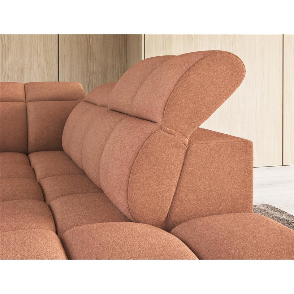 Corner sofa Elfalconn R, electrically extendable, Xillar 24, pink, H107x258x208cm