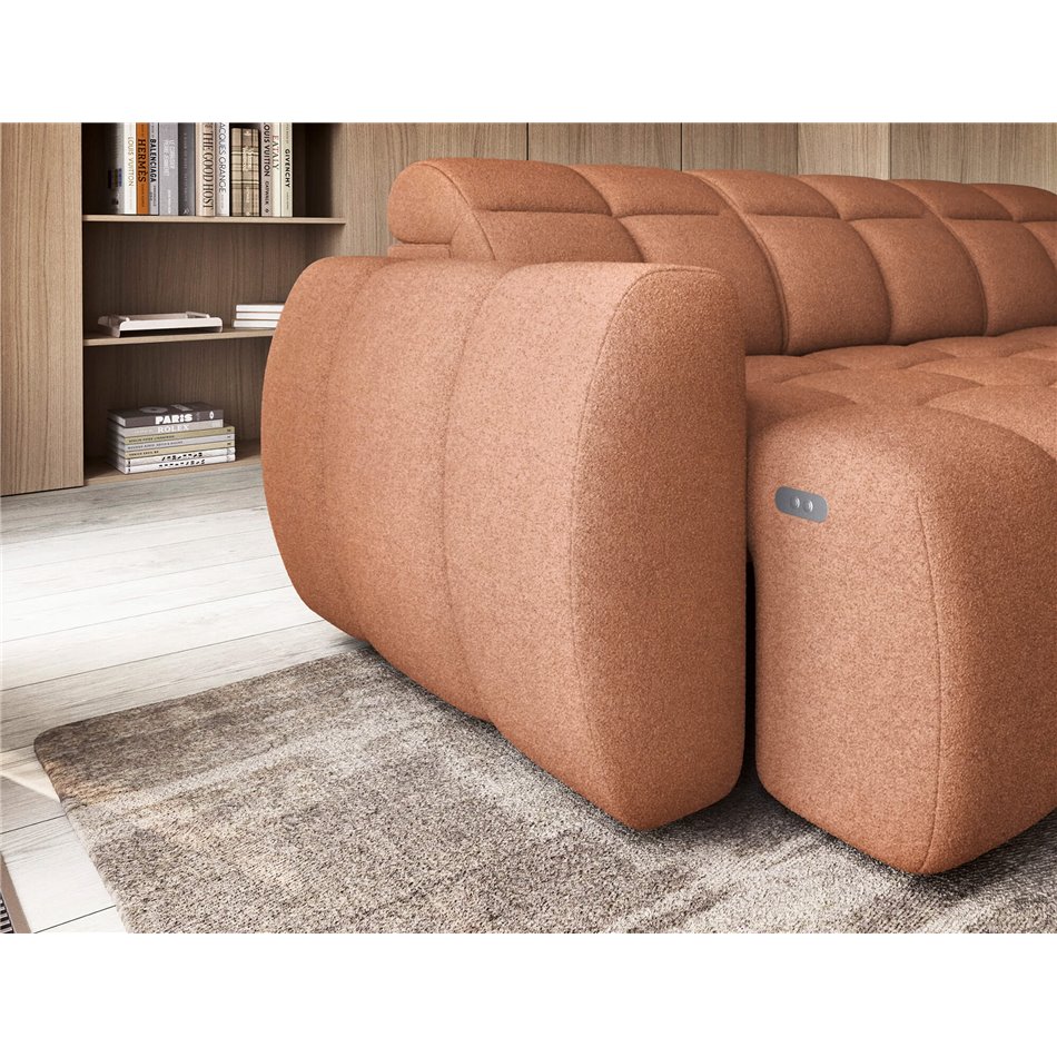 Corner sofa Elfalconn R, electrically extendable, Xillar 24, pink, H107x258x208cm