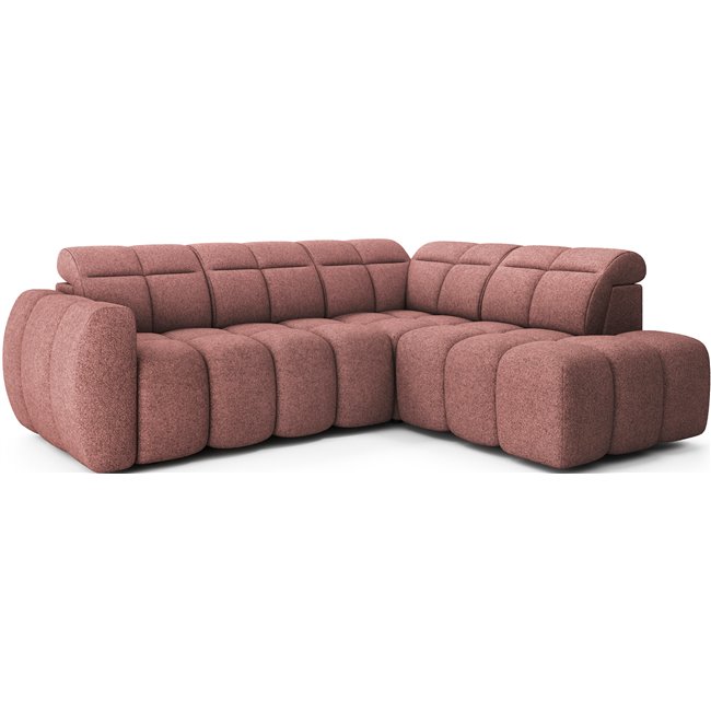 Corner sofa Elfalconn R, electrically extendable, Paolli 24, pink, H107x258x208cm