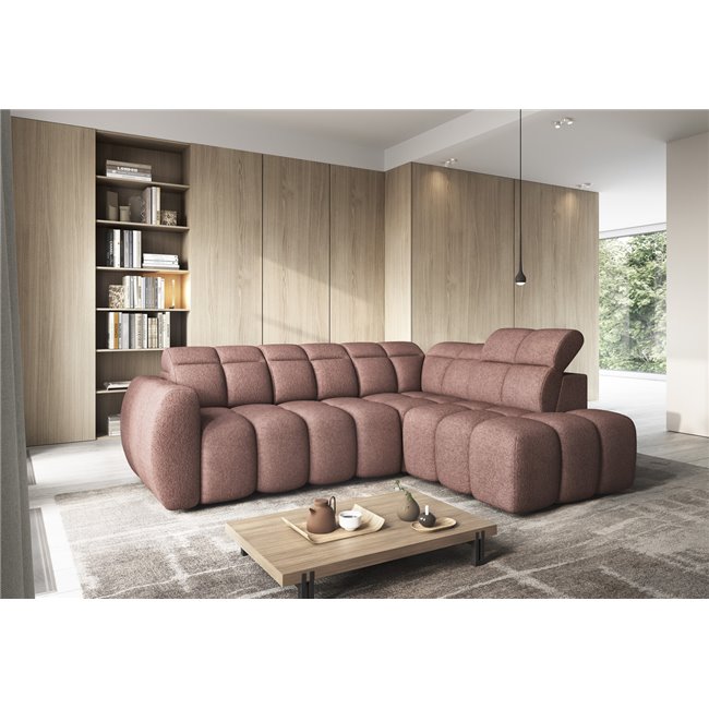 Corner sofa Elfalconn R, electrically extendable, Paolli 24, pink, H107x258x208cm