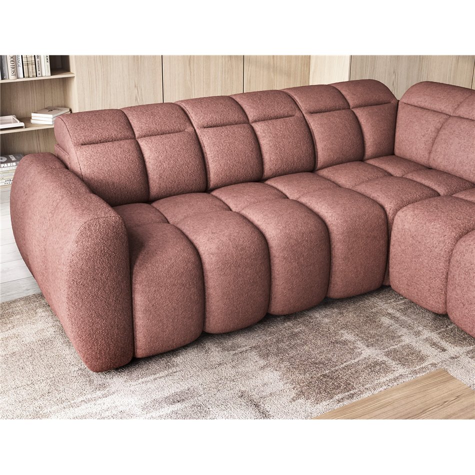 Corner sofa Elfalconn R, electrically extendable, Paolli 24, pink, H107x258x208cm