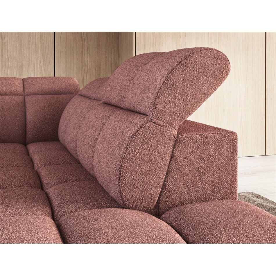 Corner sofa Elfalconn R, electrically extendable, Paolli 24, pink, H107x258x208cm