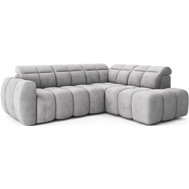 Corner sofa Elfalconn R, electrically extendable, Sola 04, grey, H107x258x208cm