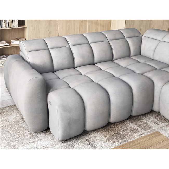 Corner sofa Elfalconn R, electrically extendable, Sola 04, grey, H107x258x208cm