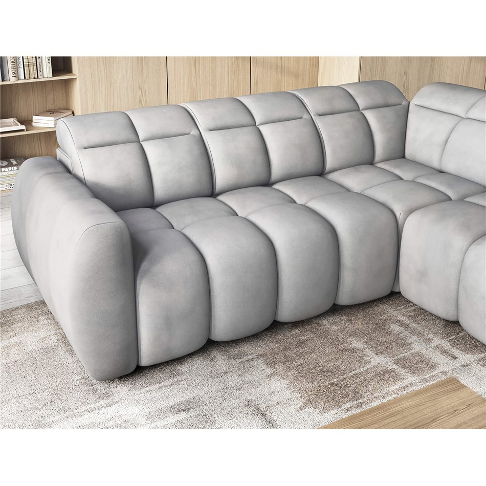 Corner sofa Elfalconn R, electrically extendable, Sola 04, grey, H107x258x208cm