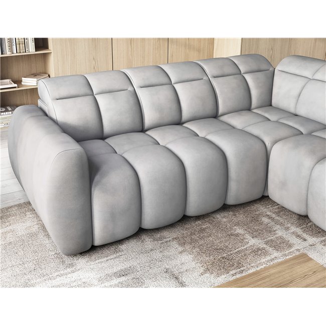 Corner sofa Elfalconn R, electrically extendable, Sola 04, grey, H107x258x208cm