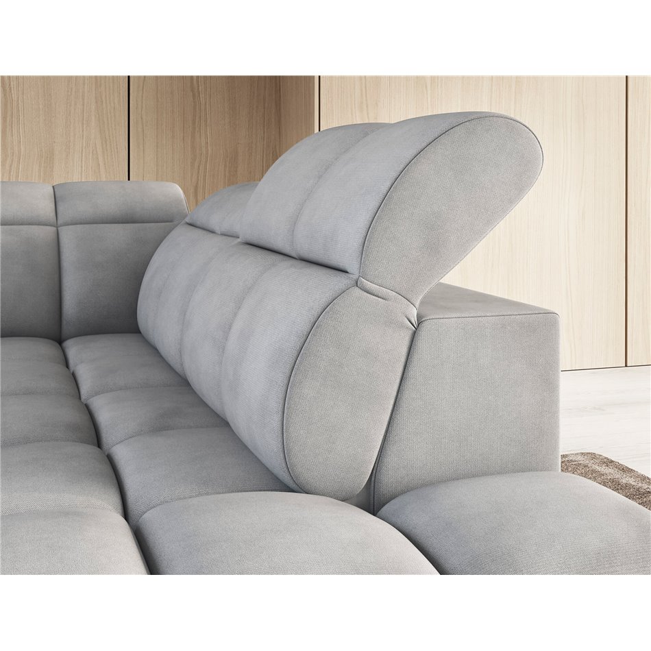 Corner sofa Elfalconn R, electrically extendable, Sola 04, grey, H107x258x208cm