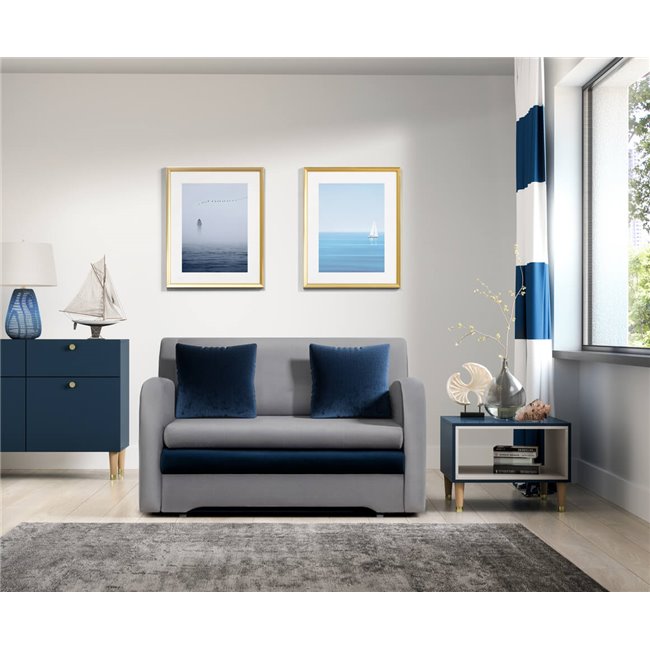 Sofa bed Elario, sleeping function, Nube 03, Nube 40, velvet, grey, H85x130x103cm