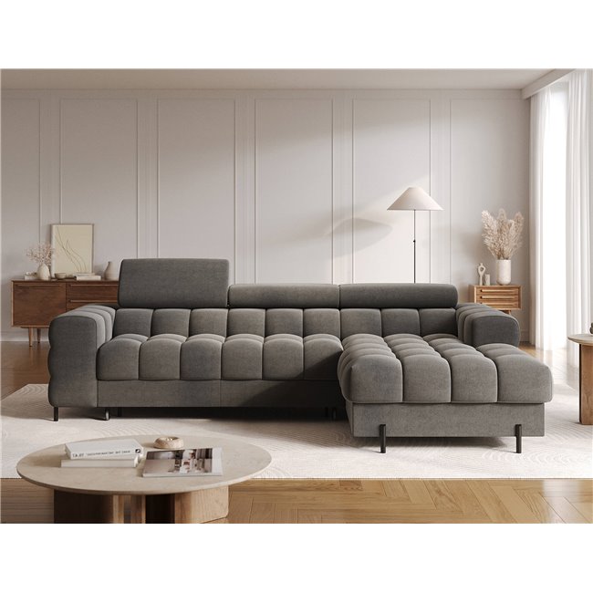 Corner sofa Elferlo R, sleeping function, Sola 06, dark grey, H93x285x181cm