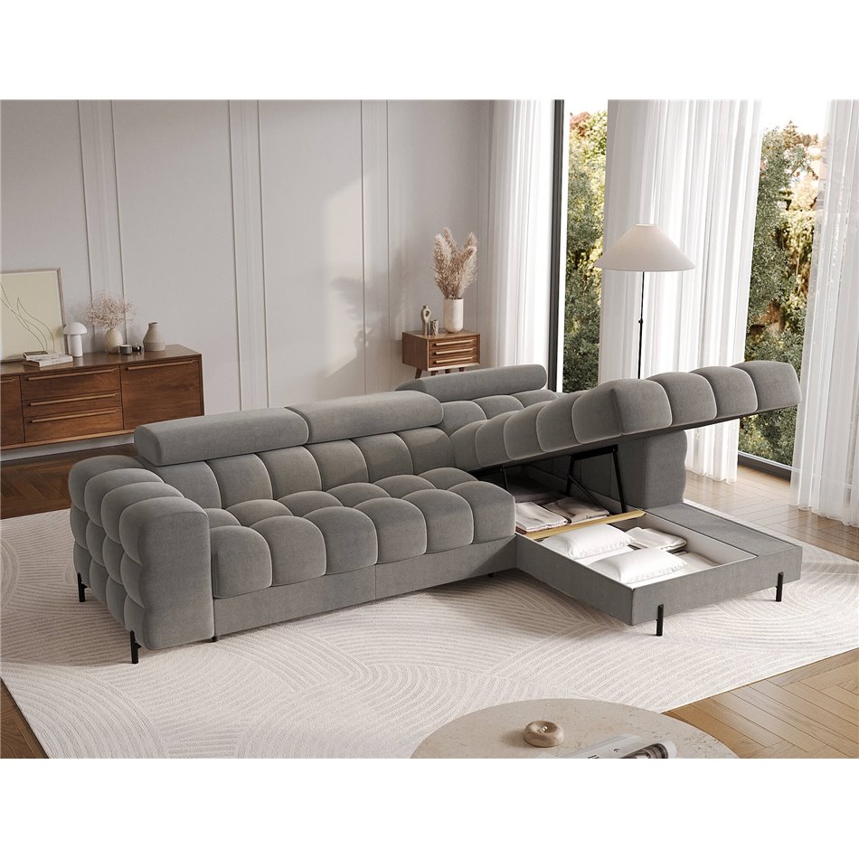 Corner sofa Elferlo R, sleeping function, Sola 06, dark grey, H93x285x181cm