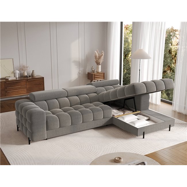 Corner sofa Elferlo R, sleeping function, Sola 06, dark grey, H93x285x181cm