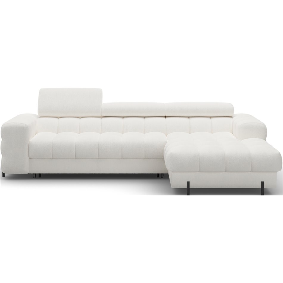 Corner sofa Elferlo R, sleeping function, Amore 01, boucle, white, H93x285x181cm
