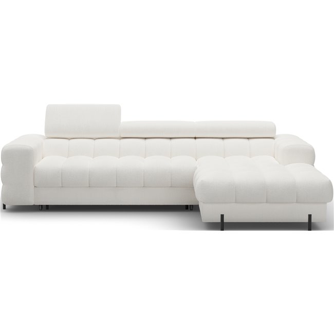 Corner sofa Elferlo R, sleeping function, Amore 01, boucle, white, H93x285x181cm