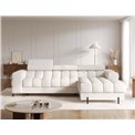 Corner sofa Elferlo R, sleeping function, Amore 01, boucle, white, H93x285x181cm