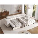 Corner sofa Elferlo R, sleeping function, Amore 01, boucle, white, H93x285x181cm